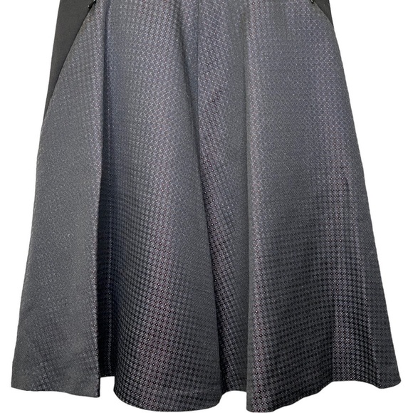 HALOGEN | Navy & Black Ottoman Knit Fit and Flare Dress Sz 2 - Picture 6 of 7